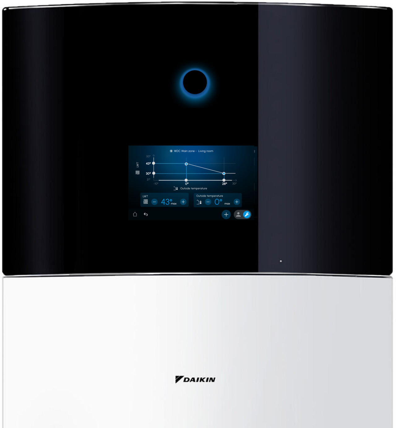 Das Bedienfeld als 5"-Farb-Touchscreen der DAIKIN Altherma