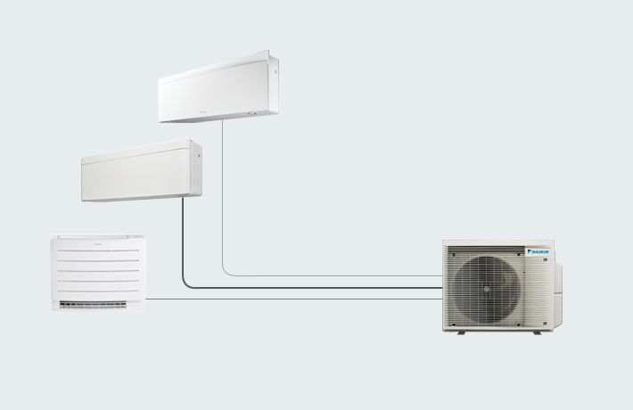 Illustration de cinq unités Daikin connectées